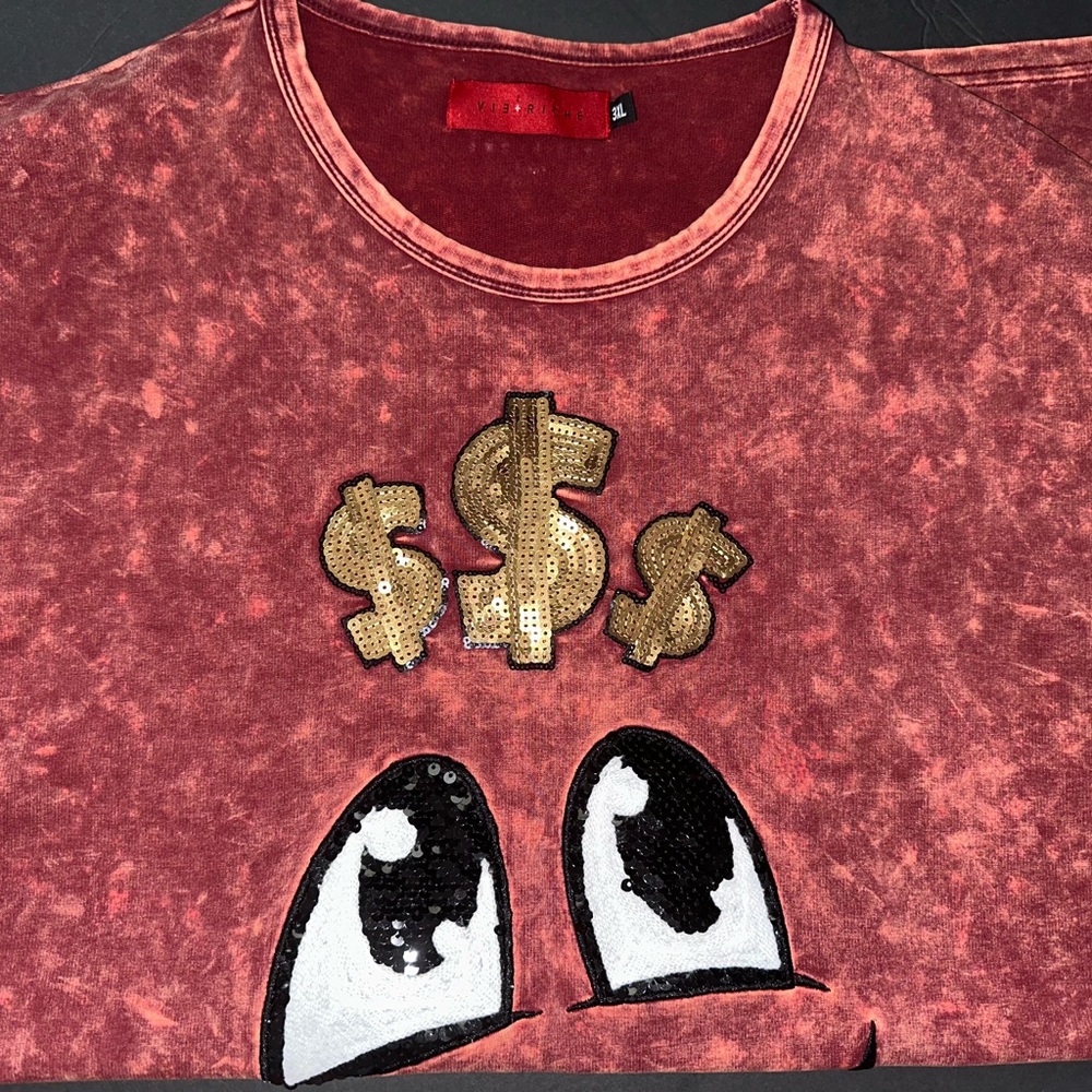 Vie Riche Red Graphic Tee with Gold Accents